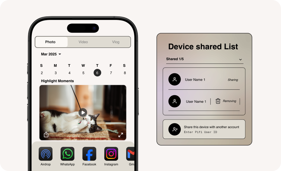 Share pet's wellness insights with Pifi members in the app