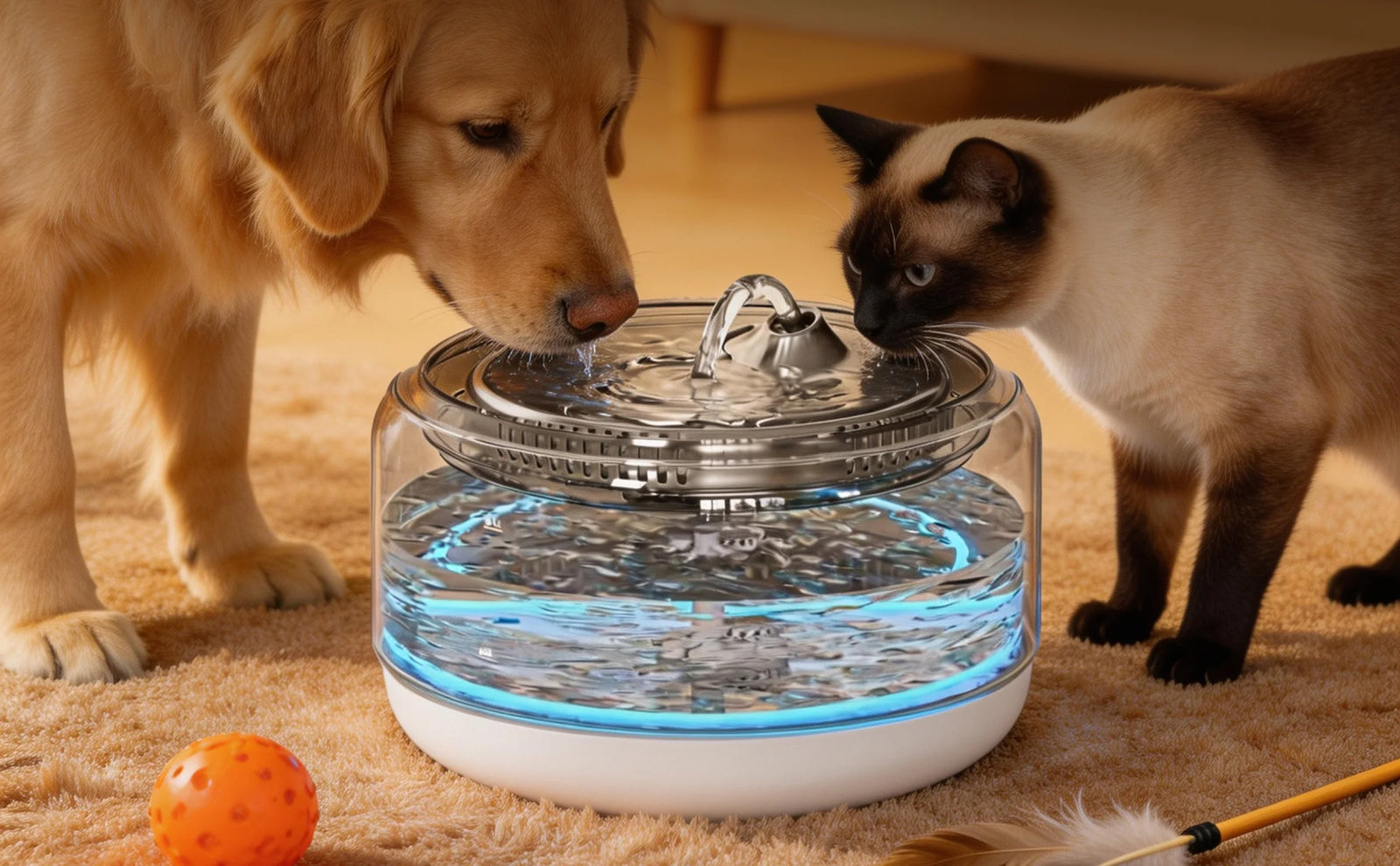 fountain-with-three-happy-cat-and-dogs