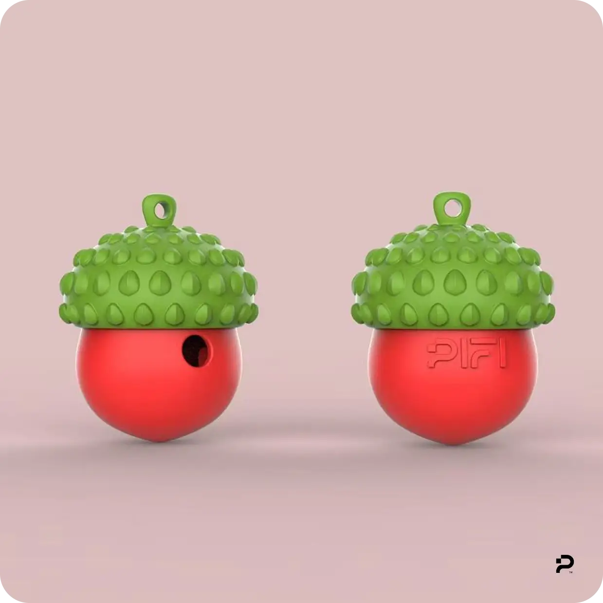 MyPiFi DentalFlex Christmas-themed dog treat toy in the red and green colour variant, shown from a front and side angle.