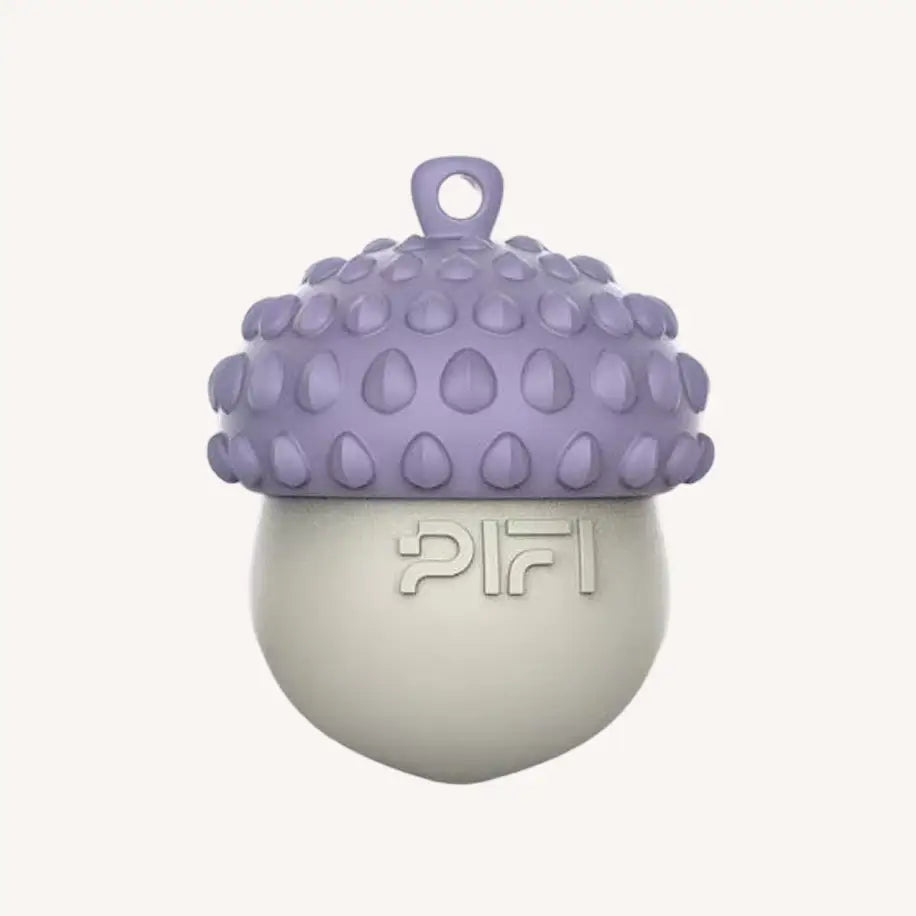 MyPiFi DentalFlex dog treat-dispensing toy in the purple colour variant, shown from a front view.