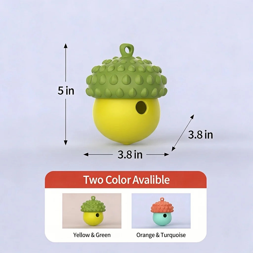 MyPiFi DentalFlex chew toy dimensions: 5" tall, 3.8" wide. Shown in Green/Yellow.